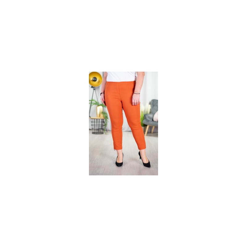 Elastic trousers with raised waist BENGALINY 04 Rust