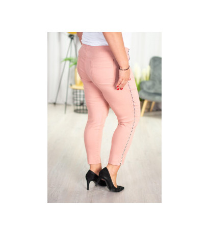 Elastic trousers with raised waist BENGALINY 06 Powder rose