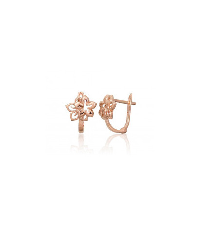 Gold earrings with 'english' lock 1201448(Au-R), Red Gold 585°