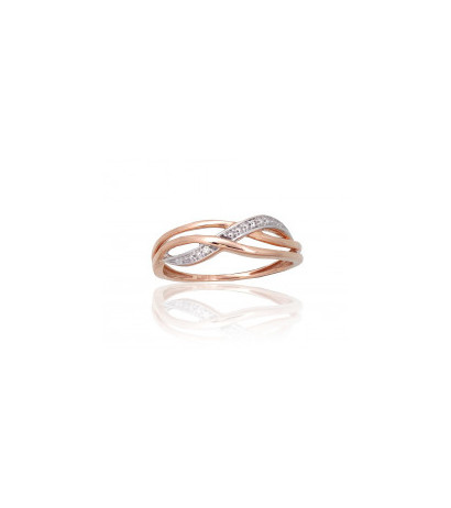 Gold ring 1101100(Au-R+PRh-W)_DI, Red Gold 585°, Rhodium (Plating) , Diamonds