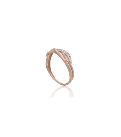Gold ring 1101100(Au-R+PRh-W)_DI, Red Gold 585°, Rhodium (Plating) , Diamonds