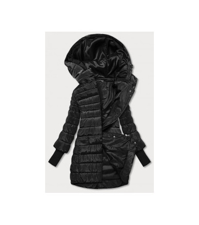 LONG JACKET WITH HOOD BLACK (PM7231) striukė