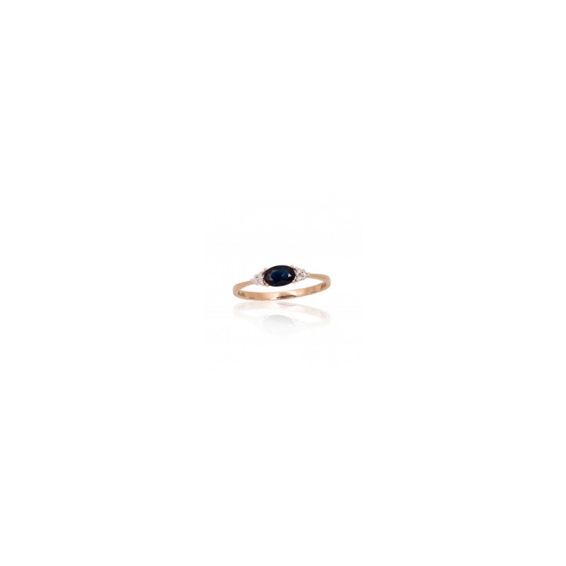 Gold ring 1101113(Au-R+PRh-W)_DI+SA, Red Gold 585°, Rhodium (Plating) , Diamonds , Sapphire