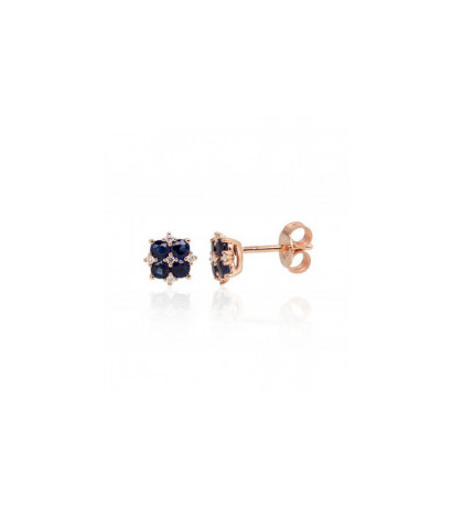 Gold classic studs earrings 1201485(Au-R)_DI+SA, Red Gold 585°, Diamonds , Sapphire