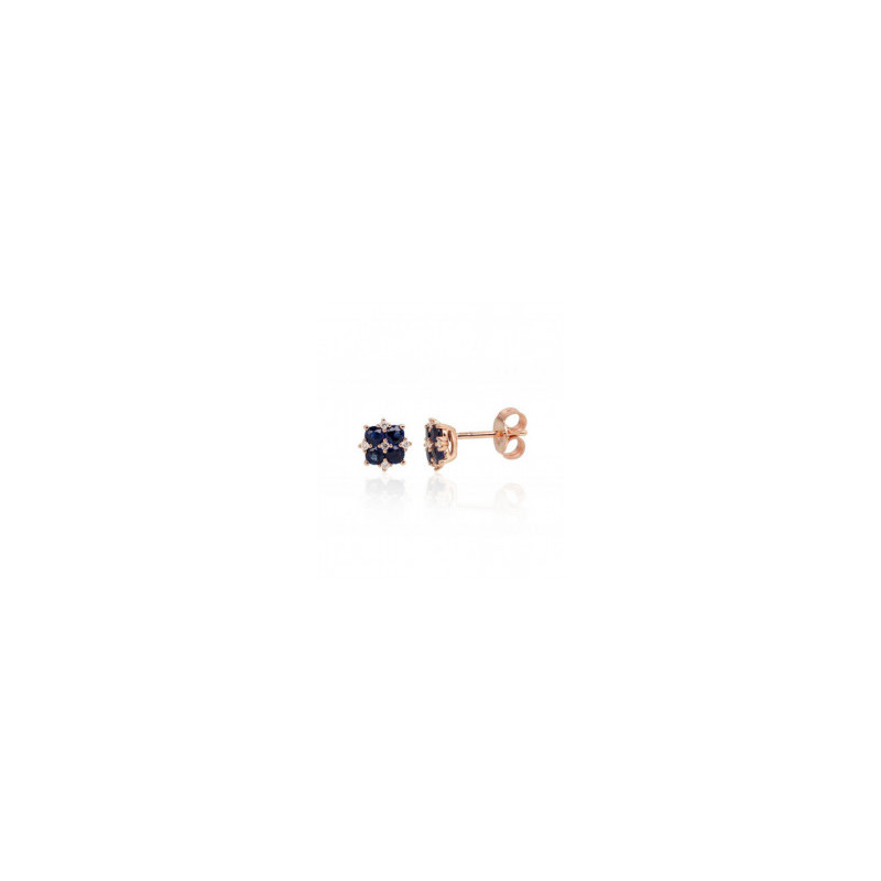 Gold classic studs earrings 1201485(Au-R)_DI+SA, Red Gold 585°, Diamonds , Sapphire