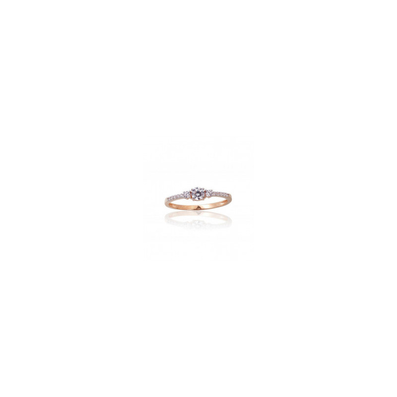 Gold ring 1101132(Au-R+PRh-W)_CZ, Red Gold 585°, Rhodium (Plating) , Zirkons