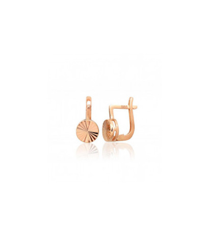 Gold earrings with 'english' lock 1201508(Au-R), Red Gold 585°