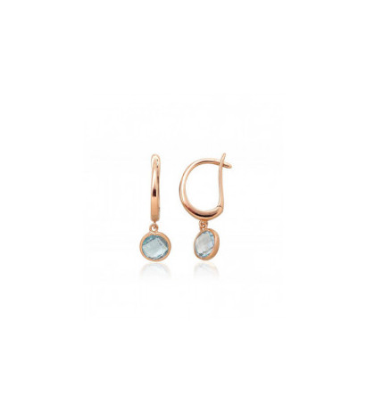 Gold earrings with 'english' lock 1201513(Au-R)_TZLB, Red Gold 585°, Sky Blue Topaz