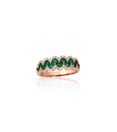 Gold ring 1101146(Au-R)_DI+EM, Red Gold 585°, Diamonds , Emerald
