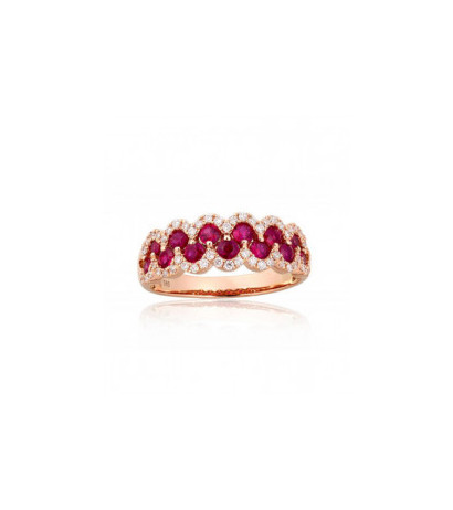 Gold ring 1101146(Au-R)_DI+RB, Red Gold 585°, Diamonds , Ruby