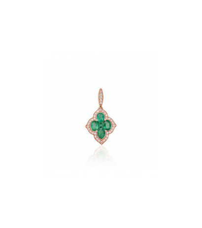 Auksinis pakabukas 1301019(Au-R)_DI+EM, Raudonas Auksas 585°, Briliantai , Smaragdas