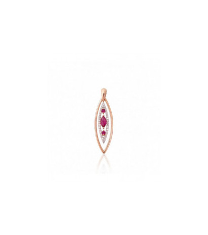 Gold pendant 1301020(Au-R+PRh-W)_DI+RB, Red Gold 585°, Rhodium (Plating) , Diamonds , Ruby