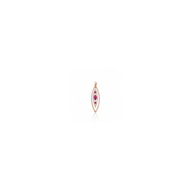 Gold pendant 1301020(Au-R+PRh-W)_DI+RB, Red Gold 585°, Rhodium (Plating) , Diamonds , Ruby