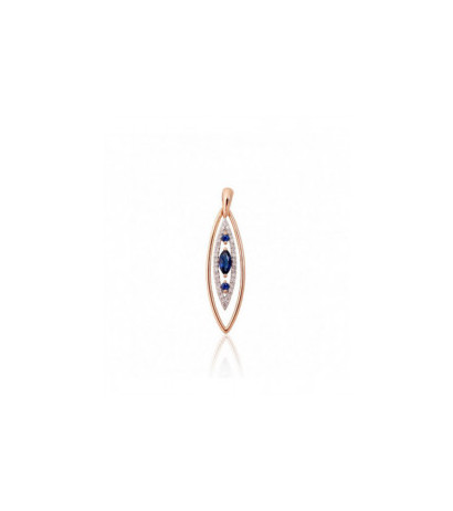 Gold pendant 1301020(Au-R+PRh-W)_DI+SA, Red Gold 585°, Rhodium (Plating) , Diamonds , Sapphire