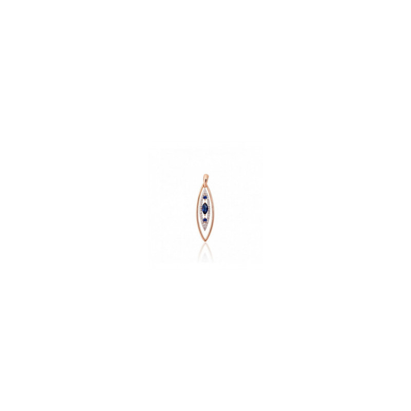 Gold pendant 1301020(Au-R+PRh-W)_DI+SA, Red Gold 585°, Rhodium (Plating) , Diamonds , Sapphire