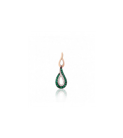 Gold pendant 1301022(Au-R+PRh-W+PRh-Bk)_DI+EM, Red Gold 585°, Rhodium (Plating) , Diamonds , Emerald