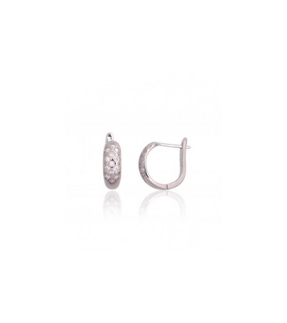 Silver earrings with 'english' lock 2203759(PRh-Gr)_CZ, Silver 925°, Rhodium (Plating), Zirkons