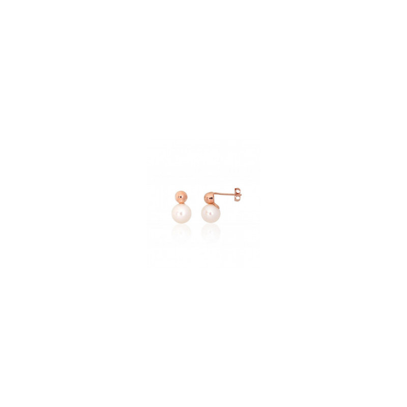Gold classic studs earrings 1201568(Au-R)_PE, Red Gold 585°, Fresh-water Pearl
