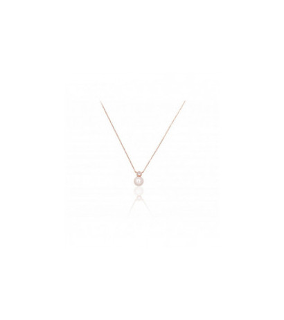 Gold necklace 1500053(Au-R)_CZ+PE, Red Gold 585°, Zirkons , Fresh-water Pearl