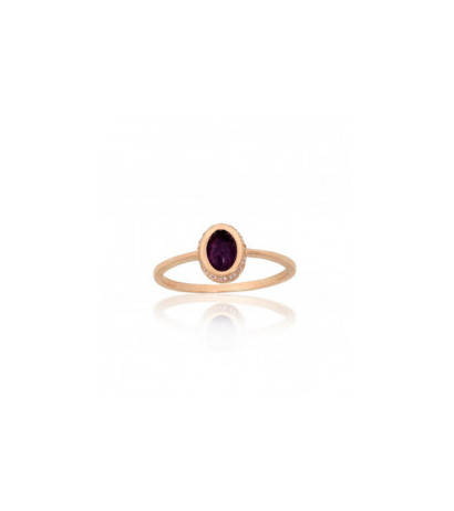 Gold ring 1101148(Au-R)_CZ+AM, Red Gold 585°, Zirkons , Amethyst