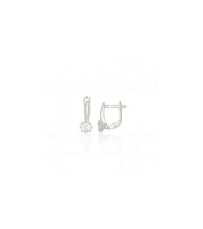 Silver earrings with 'english' lock 2203795_CZ, Silver 925°, Zirkons