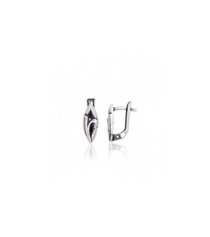 Silver earrings with 'english' lock 2203805(POx-Bk), Silver 925°, oxide (Plating)