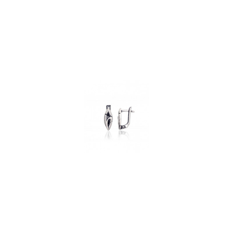 Silver earrings with 'english' lock 2203805(POx-Bk), Silver 925°, oxide (Plating)