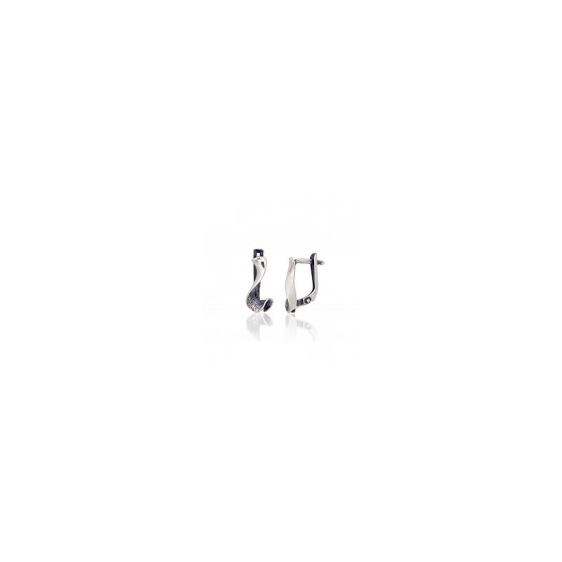 Silver earrings with 'english' lock 2203806(POx-Bk), Silver 925°, oxide (Plating)