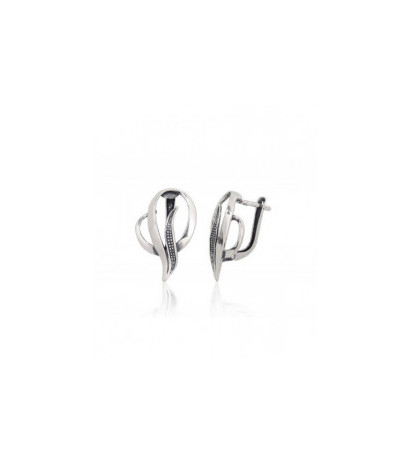 Silver earrings with 'english' lock 2203825(POx-Bk), Silver 925°, oxide (Plating)