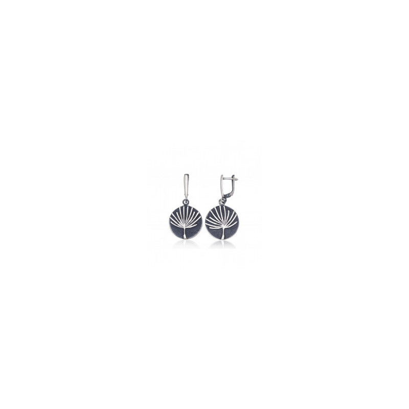 Silver earrings with 'english' lock 2203778(Matt+POx-MattBk), Silver 925°, oxide (Plating)