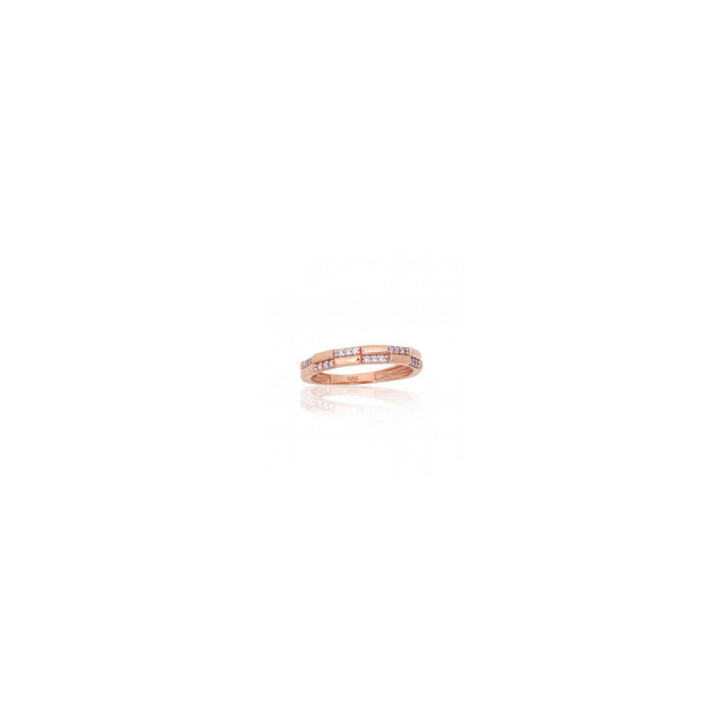 Gold ring 1101160(Au-R+PRh-W)_CZ, Red Gold 585°, Rhodium (Plating) , Zirkons