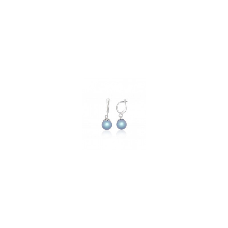 Silver earrings with 'english' lock 2203787_PESN-AQ, Silver 925°, Fresh-water Pearl (synt.)