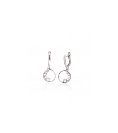 Silver earrings with 'english' lock 2203801(PRh-Gr)_CZ, Silver 925°, Rhodium (Plating), Zirkons