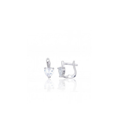 Silver earrings with 'english' lock 2203838(PRh-Gr)_CZ, Silver 925°, Rhodium (Plating), Zirkons