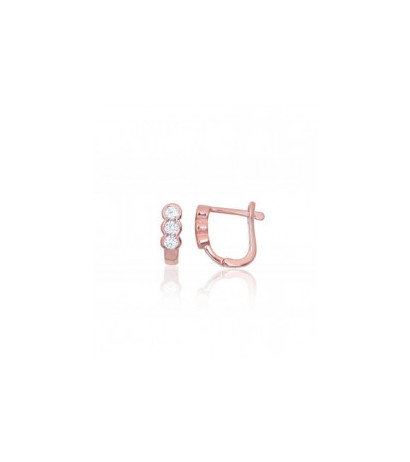 Silver earrings with 'english' lock 2203839(PAu-R)_CZ, Silver 925°, red gold (Plating), Zirkons