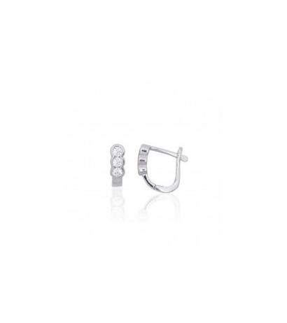 Silver earrings with 'english' lock 2203839(PRh-Gr)_CZ, Silver 925°, Rhodium (Plating), Zirkons