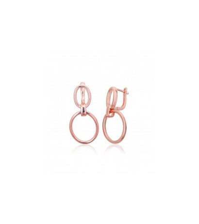 Silver earrings with 'english' lock 2203856(PAu-R), Silver 925°, red gold (Plating)