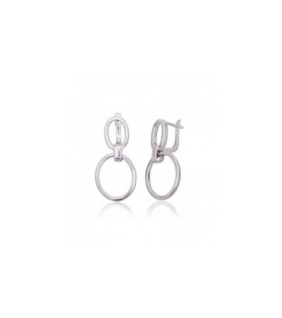 Silver earrings with 'english' lock 2203856(PRh-Gr), Silver 925°, Rhodium (Plating)