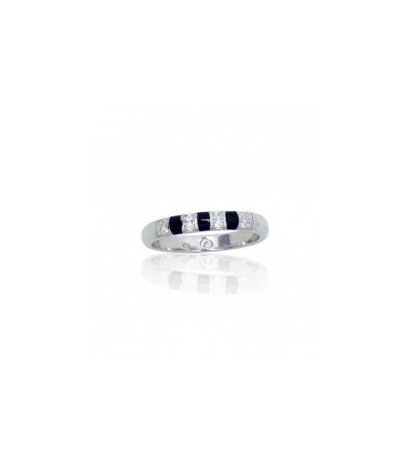 Silver ring 2101843(PRh-Gr)_CZ+ML-BK, Silver 925°, Rhodium (Plating), Zirkons , Jewelery enamel