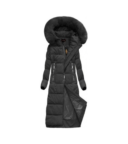 LONG WINTER HOODED JACKET BLACK (7688) jaka