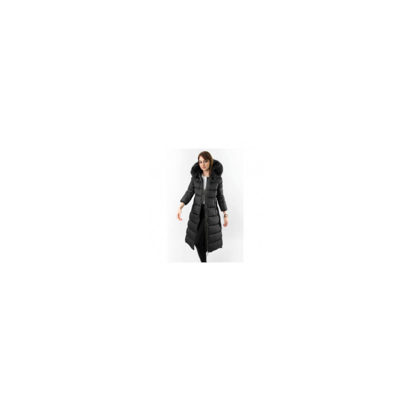LONG WINTER HOODED JACKET BLACK (7688) jaka