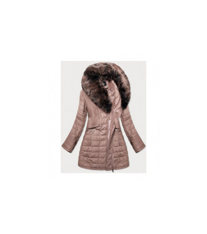 COAT WITH FUR COLLAR VINTAGE PINK (LD5520) striukė