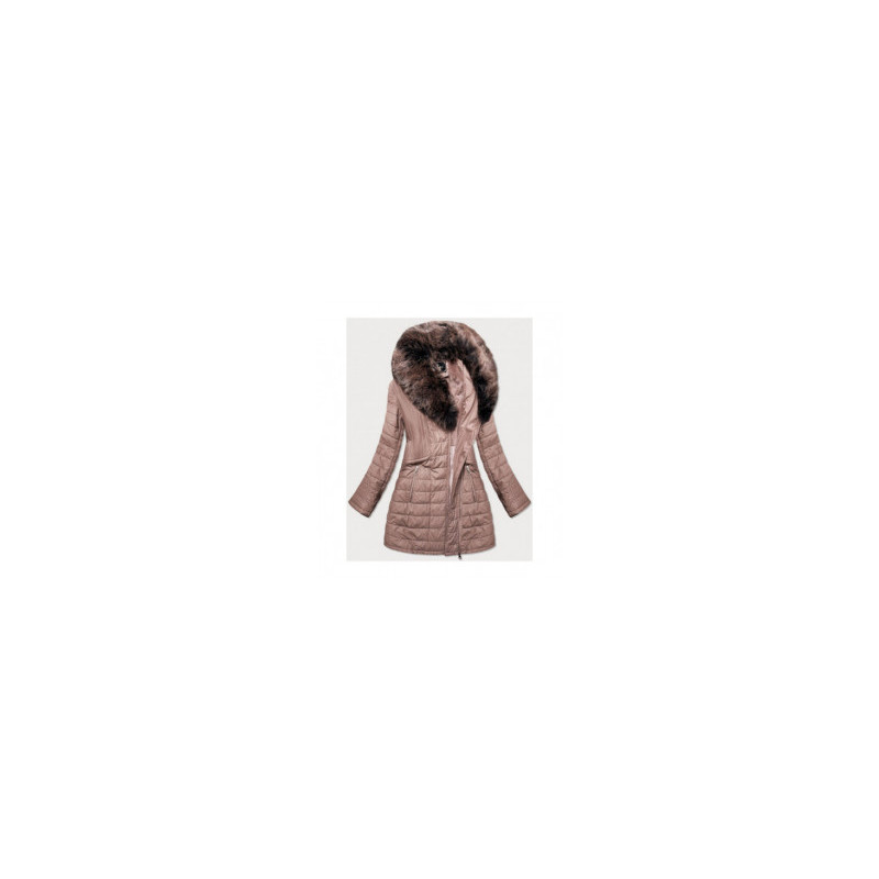 COAT WITH FUR COLLAR VINTAGE PINK (LD5520) striukė