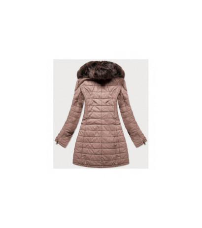 COAT WITH FUR COLLAR VINTAGE PINK (LD5520) striukė