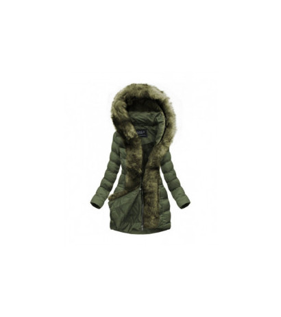 QUILTED HOODED JACKET KHAKI (W749-1) striukė