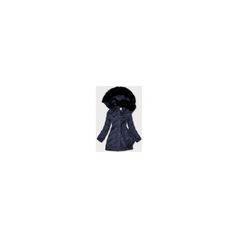 QUILTED HOODED JACKET NAVY BLUE (W732) striukė