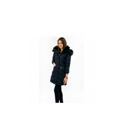 QUILTED HOODED JACKET NAVY BLUE (W732) striukė