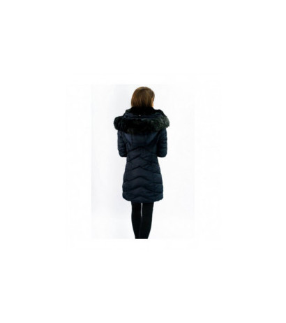 QUILTED HOODED JACKET NAVY BLUE (W732) striukė