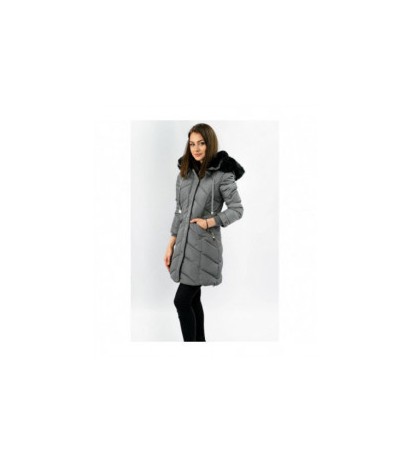 QUILTED HOODED JACKET GREY (W732) striukė
