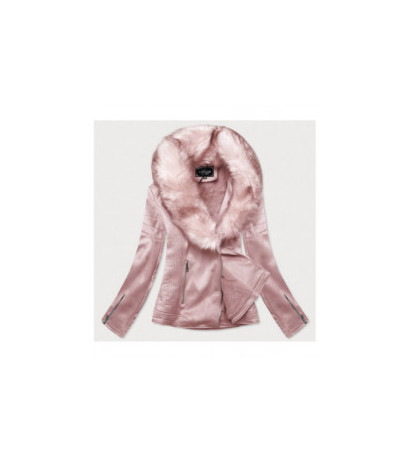 SUEDE MOTORCYCLE WITH FUR POWDER PINK (6502) striukė